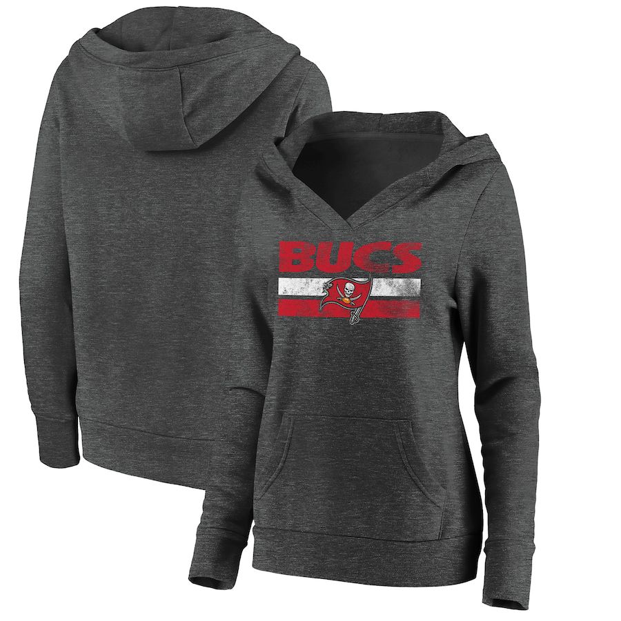 Women Tampa Bay Buccaneers Fanatics Branded Charcoal First String V-Neck Pullover Hoodie->women nfl jersey->Women Jersey
